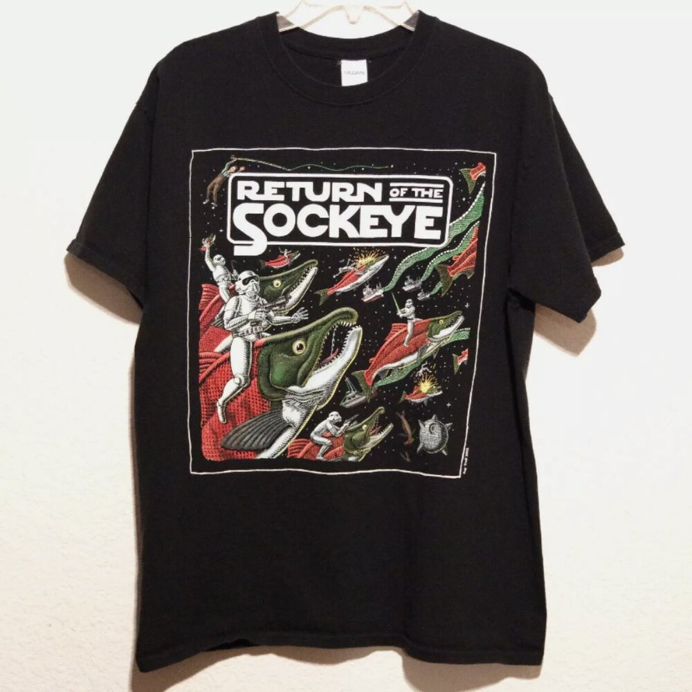 Ray Troll Return of the Sockeye T-Shirt Size Large Star Wars Jedi Parody